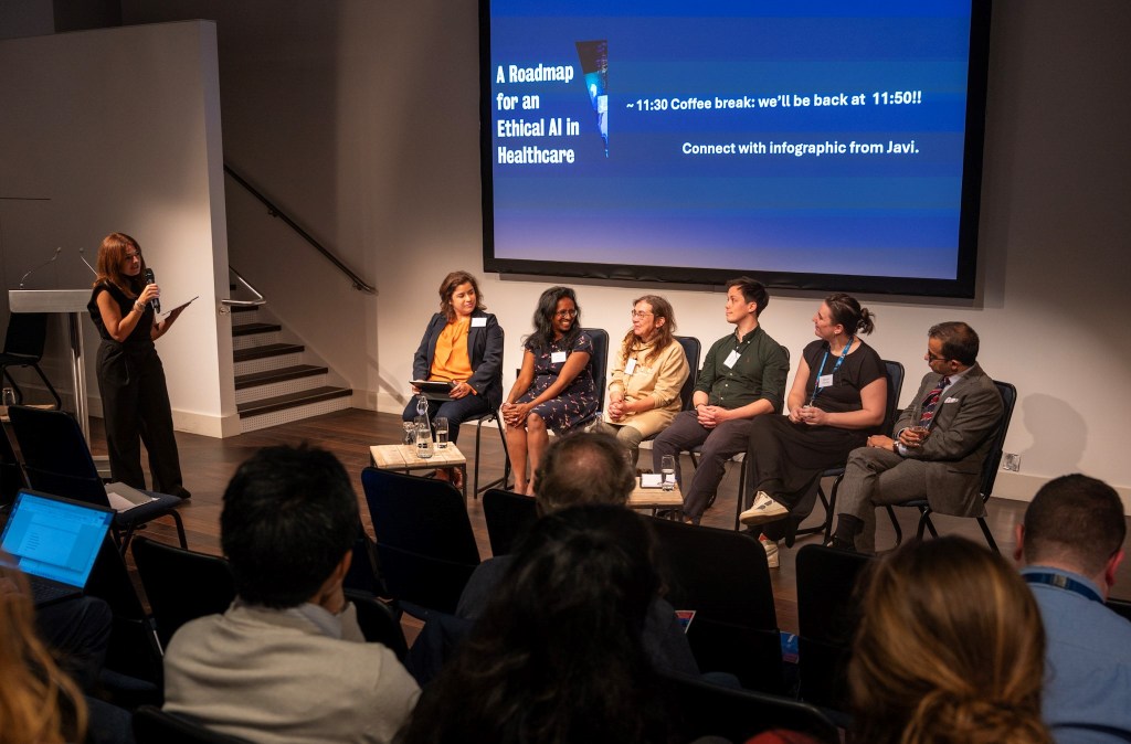 Panellists on stage at the A Roadmap for an Ethical AI in Healthcare event, 14 November 2024
